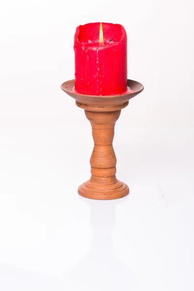 Rote Kerze isoliert auf weiß — Stockfoto