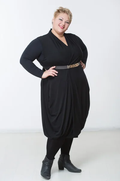 Fat woman in a beautiful dress — Stock Photo, Image