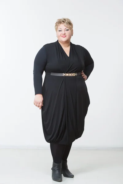 Fat woman in a beautiful dress — Stock Photo, Image