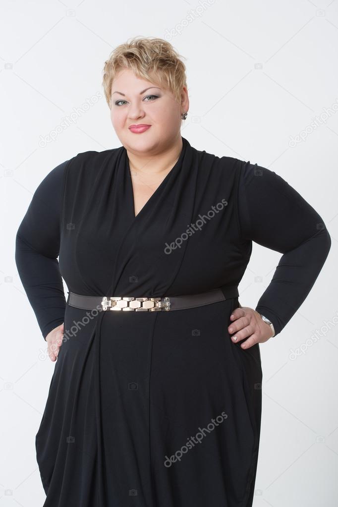 Fat woman in a beautiful dress