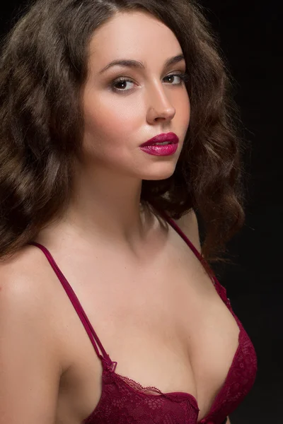 Portrait of sexy woman in red bra — Stock Photo, Image