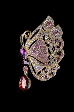 bir Altın Kelebek mücevher Broş kaplı