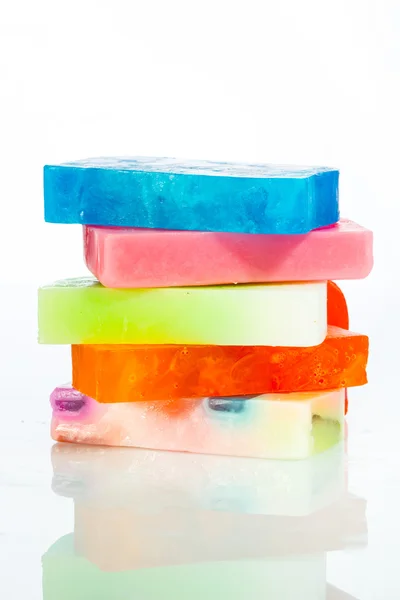 Beautiful set of many different handmade soap. — Stock Photo, Image