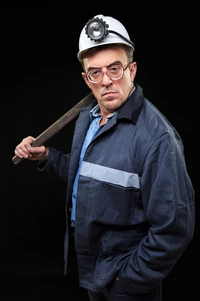 Miner with a sledgehammer — Stock Photo, Image