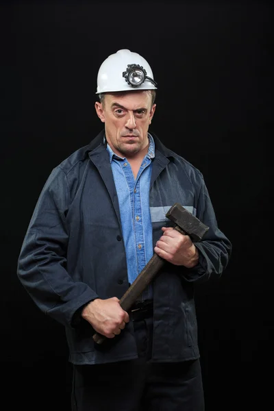 Miner with a sledgehammer — Stock Photo, Image