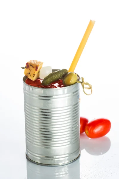 Bloody mary cocktail in the iron circle on a white background — Stock Photo, Image