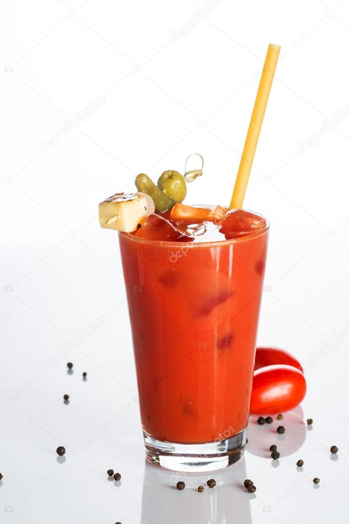 bloody mary cocktail on a white background