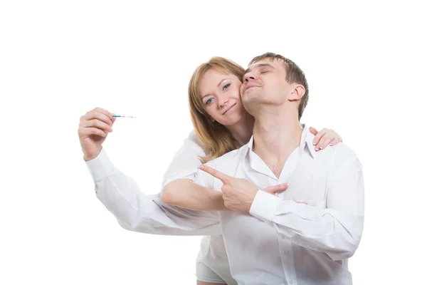 Young Couple Finding Out Results Of A Pregnancy Test — Stock Photo, Image