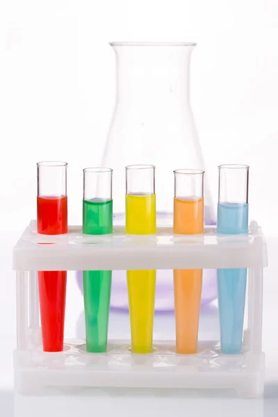 Multicolored liquid chemical tubes. — Stock Photo, Image