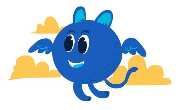 Monstruo azul con ala — Vector de stock