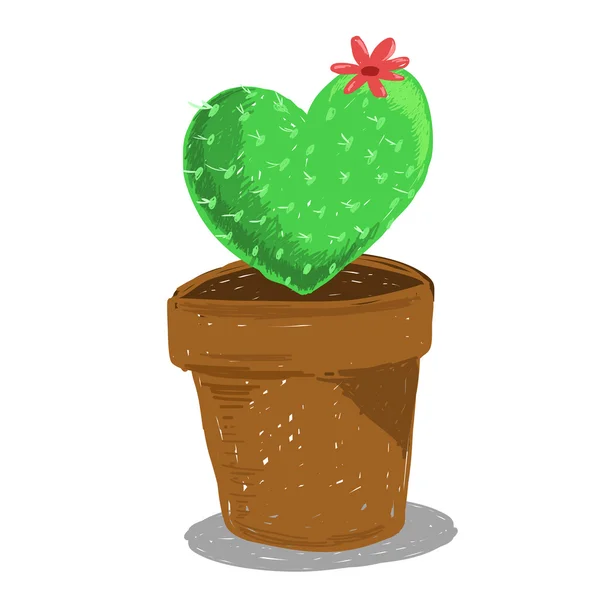 Flor roja sobre cactus — Vector de stock