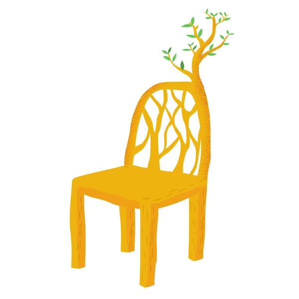 Amarelo Eco cadeira e planta — Vetor de Stock