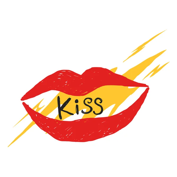 Rode lippen voor kus — Stockvector