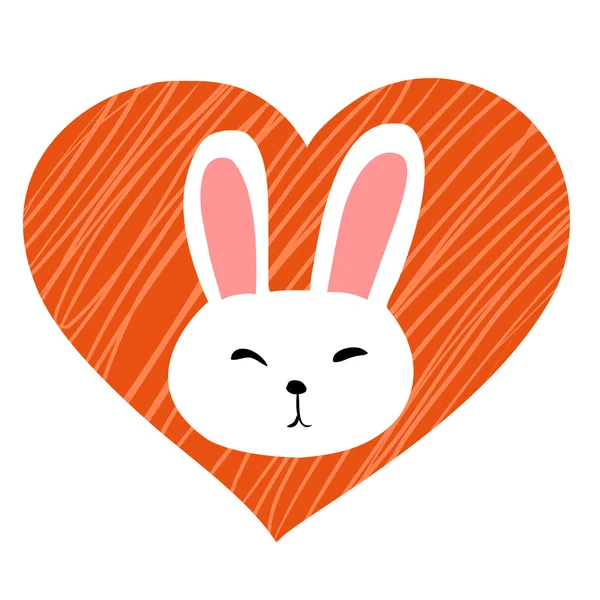 Cute white rabbit in heart — Stock Vector