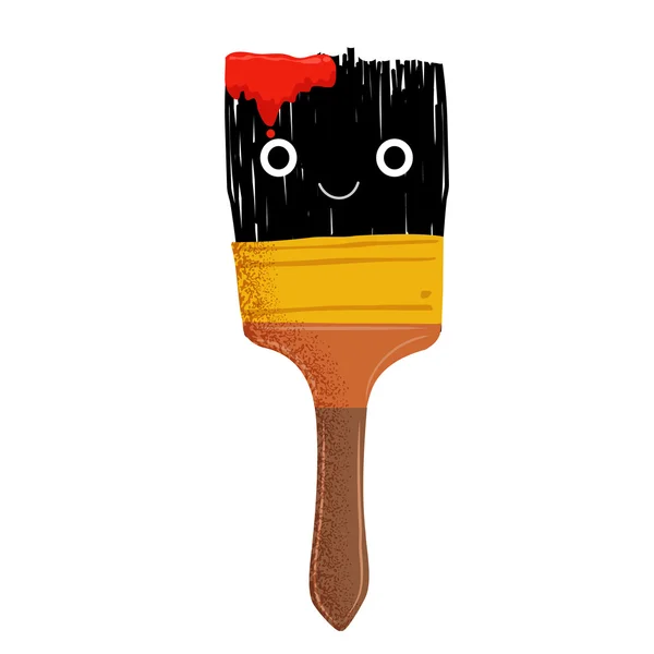 Mascote bonito escova com tinta vermelha — Vetor de Stock
