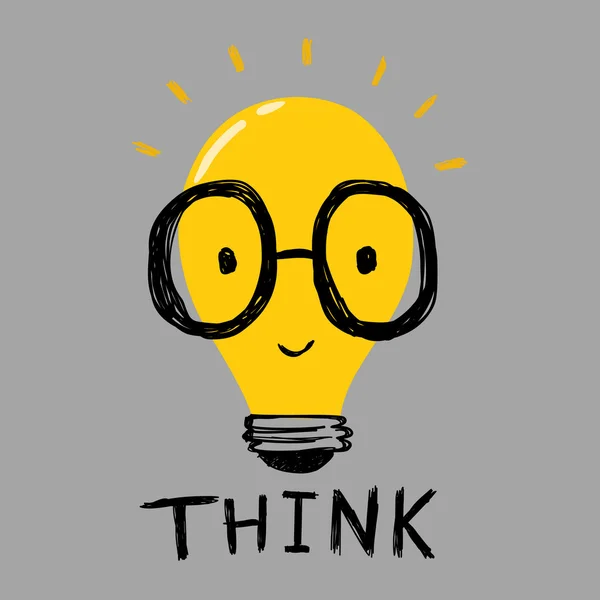 Sorrindo lâmpada lâmpada desenho animado doodle — Vetor de Stock