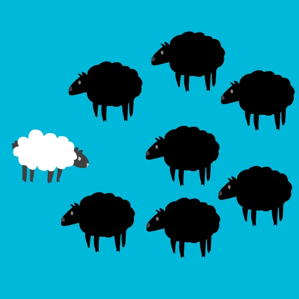 Whit e ovelhas pretas na tela azul — Vetor de Stock