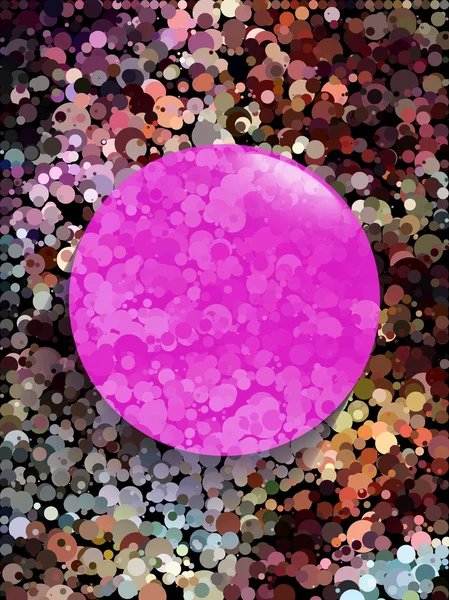Fioletowy koło na środku kolorowy kropka deseń — Wektor stockowy