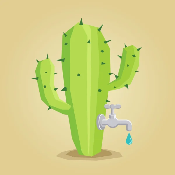 Cactus faucet — Stock Vector