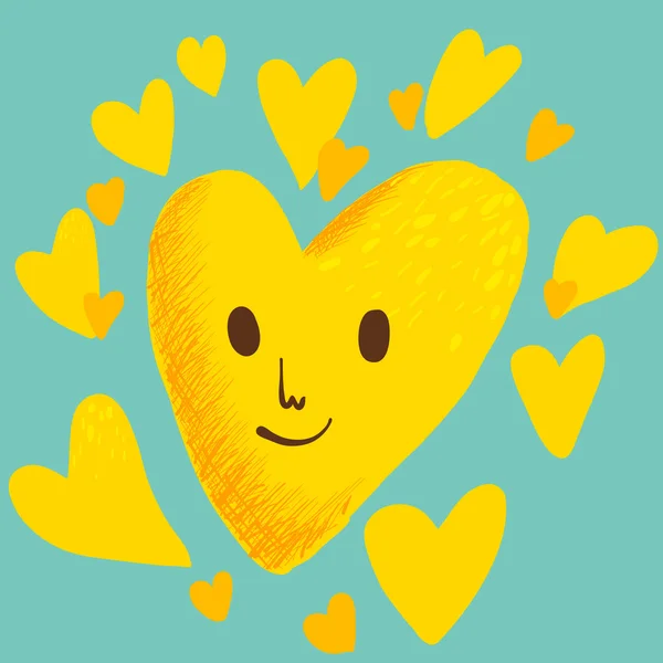 Coeur jaune — Image vectorielle