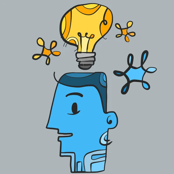 Lamp Man idee doodle — Stockvector