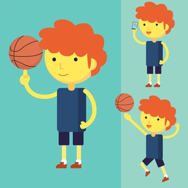 Jongeman die basketbal speelt — Stockvector
