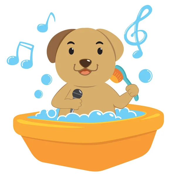 Perro baño de dibujos animados — Vector de stock