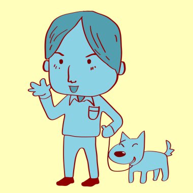 Köpeğiyle yürüyen bir adam