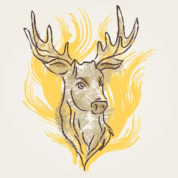 Deer Art vintage — Stock Vector