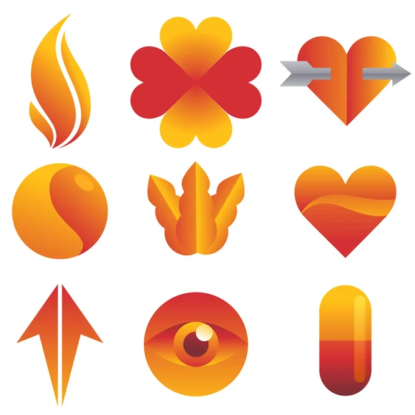 Kırmızı ve sarı Icon set — Stok Vektör