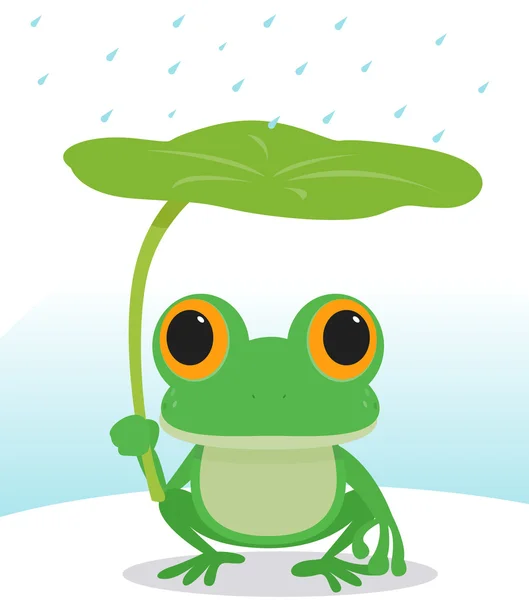 Roztomilé žáby v dešti — Stockový vektor