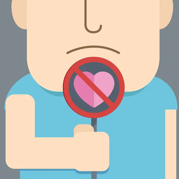 Man hold do not entry heart sign — Stock Vector