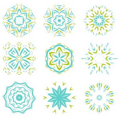 soyut doğal yeşil ve mavi süsleme nesne kümesi