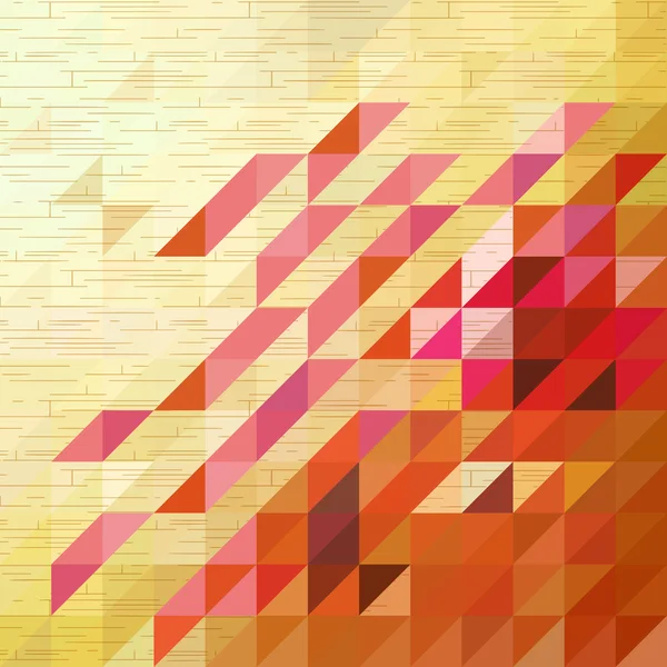 Triángulo rosa sobre fondo de textura de madera — Vector de stock