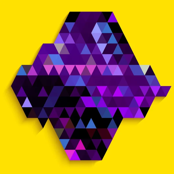 Forma de diamante roxo abstrato no fundo amarelo — Vetor de Stock