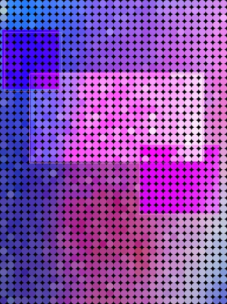 Patrón de puntos azul y púrpura con rectángulo transparente — Archivo Imágenes Vectoriales