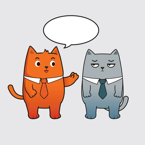 Negocios gato hablando personaje de dibujos animados — Vector de stock
