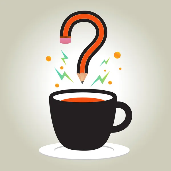 Kahve fincanı soru işareti ile fikir — Stok Vektör