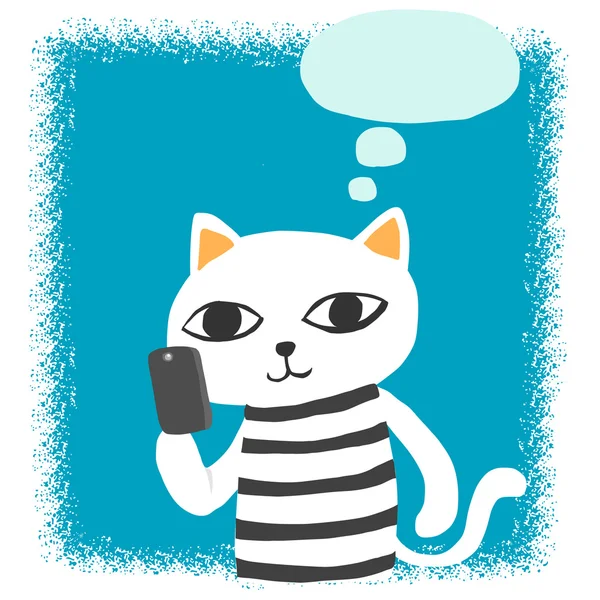 Katze spricht mit Smartphone — Stockvektor