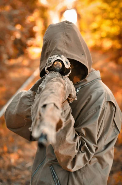 Camouflage Chasseur Visant Avec Son Fusil — Photo