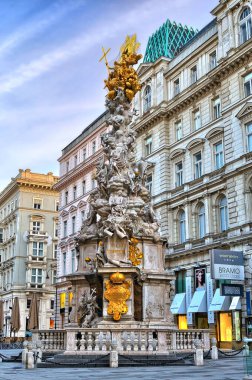 Viyana, Avusturya - 4 Nisan 2015. Avusturya, Viyana 'daki Veba Sütunu.