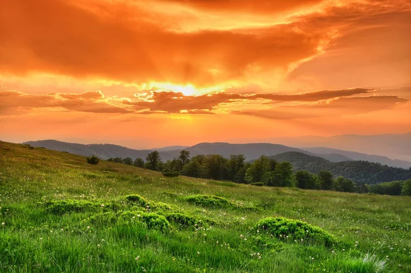 Sonnenuntergang Berg Orangen Farben — Stockfoto