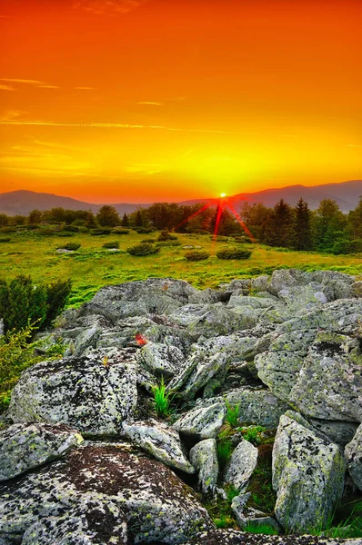 Sonnenuntergang Berg Orangen Farben — Stockfoto