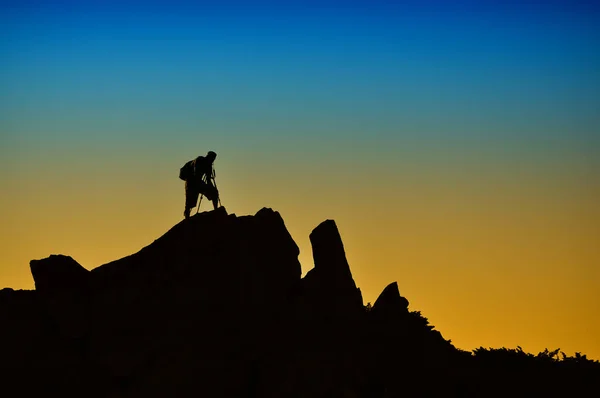 Fotograaf Silhouet Bij Zonsondergang — Stockfoto