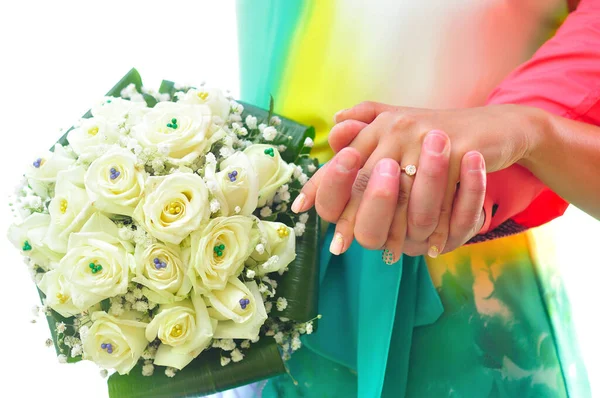 Beautiful Wedding Bouquet Hands Bride — Stock Photo, Image