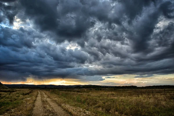 Céu Tempestade Dramático Início Outono — Fotografia de Stock
