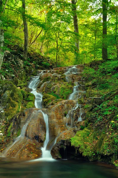 Sonbaharın sonlarında dağ şelalesi — Stok fotoğraf