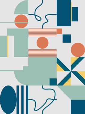 Basit şekillerle yapılan soyut geometrik vektör deseni. Geometrik bileşik, web tasarımı için kullanışlı, kartvizit, davet, poster, tekstil baskısı, arkaplan.