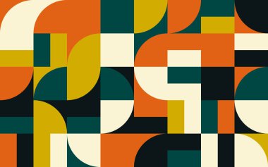 Bauhaus kompozisyonu, vektör soyut elementleri ve kalın geometrik şekillerle yapılmış, web sitesi arka planı, poster tasarımı, dergi ön sayfası, afişler, baskılar için kullanışlı..