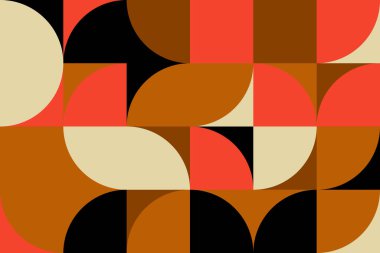 Bauhaus kompozisyonu, vektör soyut elementleri ve kalın geometrik şekillerle yapılmış, web sitesi arka planı, poster tasarımı, dergi ön sayfası, afişler, baskılar için kullanışlı..